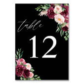 Pink & Burgund Floral 7 - Schwarz Tischnummer (Rückseite)
