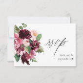 Pink & Burgund Floral 7 w Mahlzeit UAWG RSVP Karte (Vorderseite)