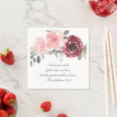 Pink Burgund Gray Floral Bible Verse Hochzeit Serviette (Beispiel)