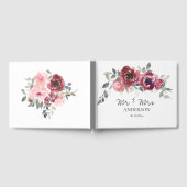 Pink Burgund Gray Floral Mr & Mrs Wedding Gästebuch (Voll)