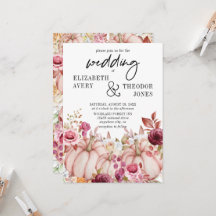 Pink Burgund Herbst Hochzeitskürbis Einladung