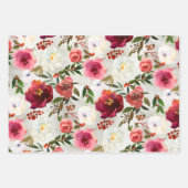 Pink & Burgund Peony & Berries Blumengarten Geschenkpapier Set (Vorderseite 3)