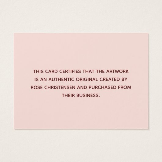 Pink Burgund Script-Echtheitsbescheinigung (Rückseite)