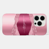 Pink burgundy agate Marmornamenskript Case-Mate iPhone Hülle (Rückseite (Horizontal))