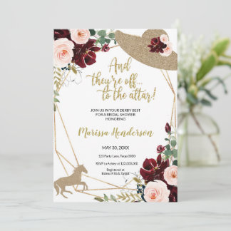 Pink Burgundy Blume Kentucky Derby Brautparty Einladung