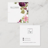 PINK BURGUNDY BLUSH FLORAL BRACELET DISPLAY CARD QUADRATISCHE VISITENKARTE (Vorne/Hinten)