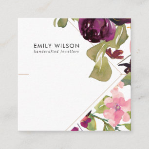 PINK BURGUNDY BLUSH FLORAL BRACELET DISPLAY CARD QUADRATISCHE VISITENKARTE