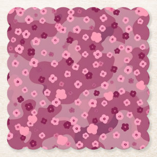 Pink Burgundy Camouflage Untersetzer Set