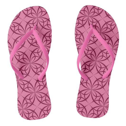 Pink Burgundy Curve Pattern Beachy Badesandalen (Fußbett)