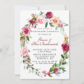 Pink Burgundy Floral Bridesmaids Luncheon Einladun (Vorderseite)