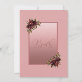 Pink Burgundy Floral Frame wedding Einladung (Rückseite)
