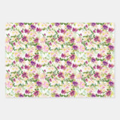 Pink Burgundy Floral Geschenkpapier Set (Vorderseite)