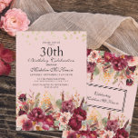 Pink Burgundy Floral Gold Glitzer 30. Geburtstag Einladung<br><div class="desc">Elegante rosa und bordeauxfarbene Aquarellblüte und Grün 30. Geburtstag Party Einladung mit goldenem Glitzer. Kontaktieren Sie mich,  um Hilfe bei der Anpassung zu erhalten oder um zusätzliche Matching oder Koordination von Zazzle Produkten für Ihre Feier zu beantragen.</div>