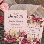Pink Burgundy Floral Gold Glitzer Sweet 16 Einladung<br><div class="desc">Elegantes Rosa und bordeauxfarbenes Aquarell Blumen und Grün Sweet 16 Geburtstagsfeier Einladung mit goldenem Glitzer. Kontaktieren Sie mich,  um Hilfe bei der Anpassung zu erhalten oder um zusätzliche Matching oder Koordination von Zazzle Produkten für Ihre Feier zu beantragen.</div>
