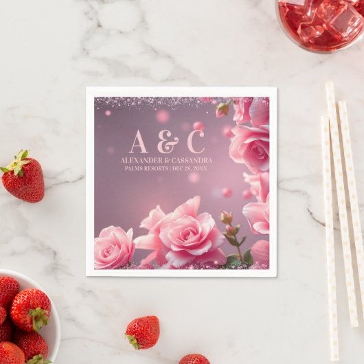 Pink Burgundy Floral Paper Napkin Serviette (Beispiel)