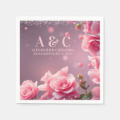 Pink Burgundy Floral Paper Napkin Serviette (Vorderseite)
