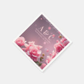 Pink Burgundy Floral Paper Napkin Serviette (Ecke)