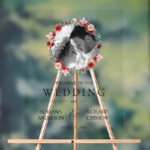 Pink Burgundy Floral Photo Wedding Welcome Sign Acrylschild (Neutral)