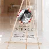 Pink Burgundy Floral Photo Wedding Welcome Sign Acrylschild