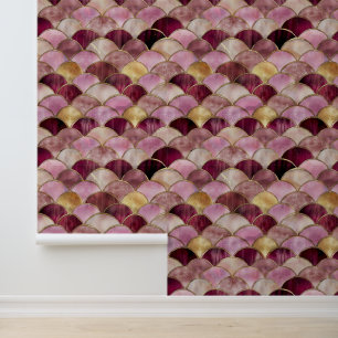 Pink Burgundy Glam Gold Abstrakt Peacock Tapete