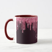Pink burgundy Glitzer Tropfen Namensskript Tasse (Links)