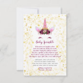 Pink Burgundy Gold Unicorn Baby Sprinkle Einladung (Vorderseite)