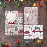 Pink Burgundy Green Christmas Geschenkpapier Set<br><div class="desc">Genießen Sie das Geschenk mit diesem rosa Burgund Grünen Weihnachtsblättern mit Bären,  Rentieren,  Weihnachtsbäumen,  Sternen und Häusern. Und glückliche Ferien!</div>