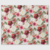 Pink Burgundy Peonies Rose & Berries Garden Geschenkpapier (Flach)