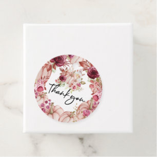 Pink Burgundy Pumpkin Floral Wedding Geschenkanhänger