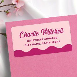 Pink burgundy retro wavy border return address adressaufkleber