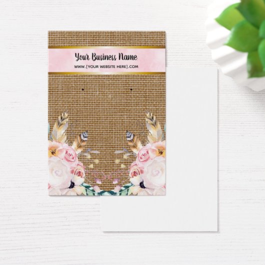 Pink Burlap-Blume Boho Earring Display Cards (Schreibtisch)