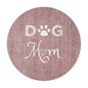 Pink Burlap Hund Mama Cutting Board Schneidebrett