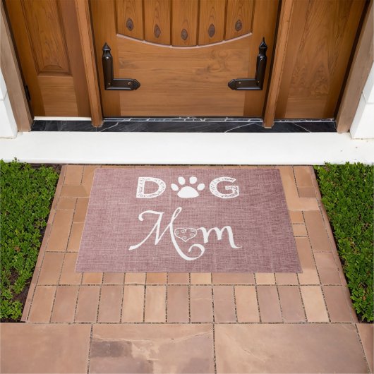 Pink Burlap Hund Mama Door Mat Fußmatte (Außenbereich)