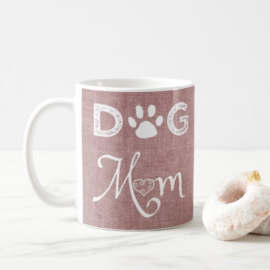 Pink Burlap Hund Mama Kaffee Tasse (Mit Donut)