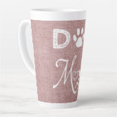 Pink Burlap Hund Mama Latte Tasse (Linke Ecke)