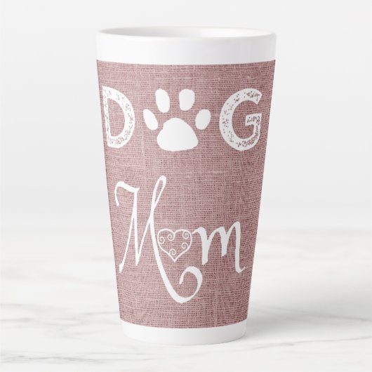 Pink Burlap Hund Mama Latte Tasse (Vorderseite)