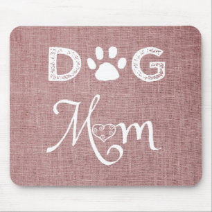 Pink Burlap Hund Mama Mouse Pad Mousepad