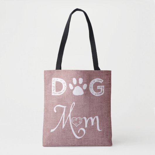 Pink Burlap Hund Mama Tote Bag Tasche (Vorderseite)