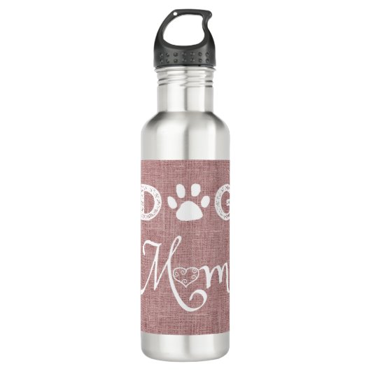 Pink Burlap Hund Mama Wasser Flasche Edelstahlflasche (Vorderseite)