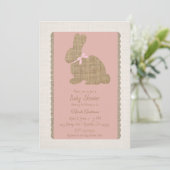 Pink & Burlap Rustic Bunny Oaster Baby Dusche Einladung (Stehend Vorderseite)