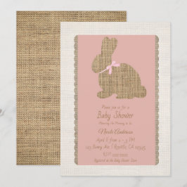 Pink & Burlap Rustic Bunny Oaster Baby Dusche Einladung