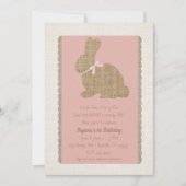 Pink & Burlap Rustikaler Sonnenstuhl Ostern 1. Geb Einladung (Vorderseite)