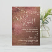 Pink & Burlap Vintag Wir Got Verheirateten Empfang Einladung (Stehend Vorderseite)