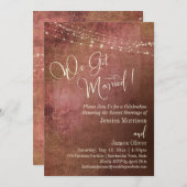 Pink & Burlap Vintag Wir Got Verheirateten Empfang Einladung (Vorne/Hinten)