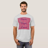 Pink Burn Out Pattern Liebe Frieden Kunst T-Shirt (Vorne ganz)