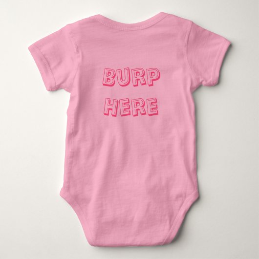 Pink "Burp Here" Baby Strampler (Rückseite)