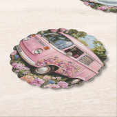 Pink Bus Beach Wall Art, Retro Van Print Californa Untersetzer (angewinkelt)