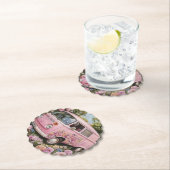 Pink Bus Beach Wall Art, Retro Van Print Californa Untersetzer (Vor Ort)