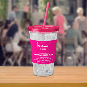 Pink Business Brand auf Acryl-Tumbler Acryltrinkbecher