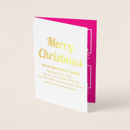 Pink Business Brand on Christmas Foil Card Folienkarte (Vorderseite)